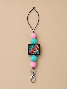 Mama Beaded Pink & Teal Car Freshie Hanger